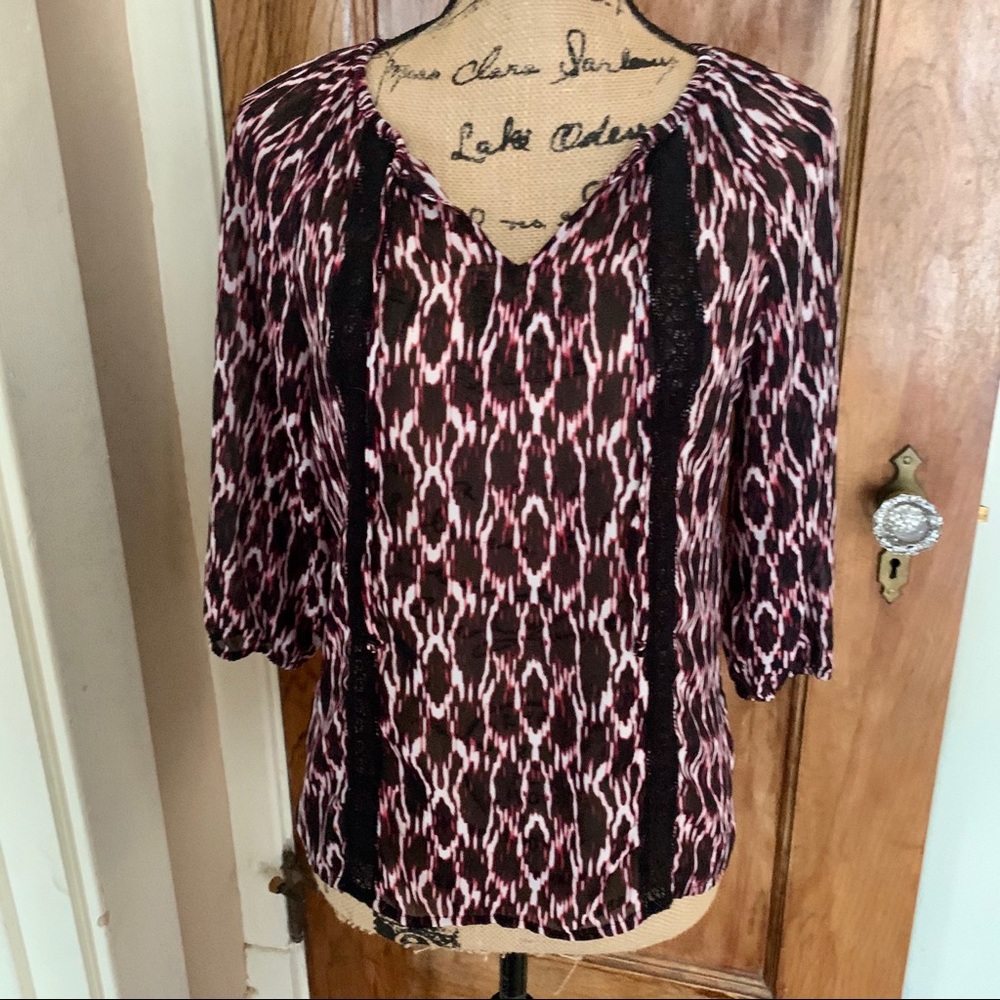 Express Sheer Embroidered Blouse XS